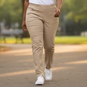 Ruby Rd Womens Pull-On Tech Stretch Pants Chino Beige Size 12 NWT New With Tags